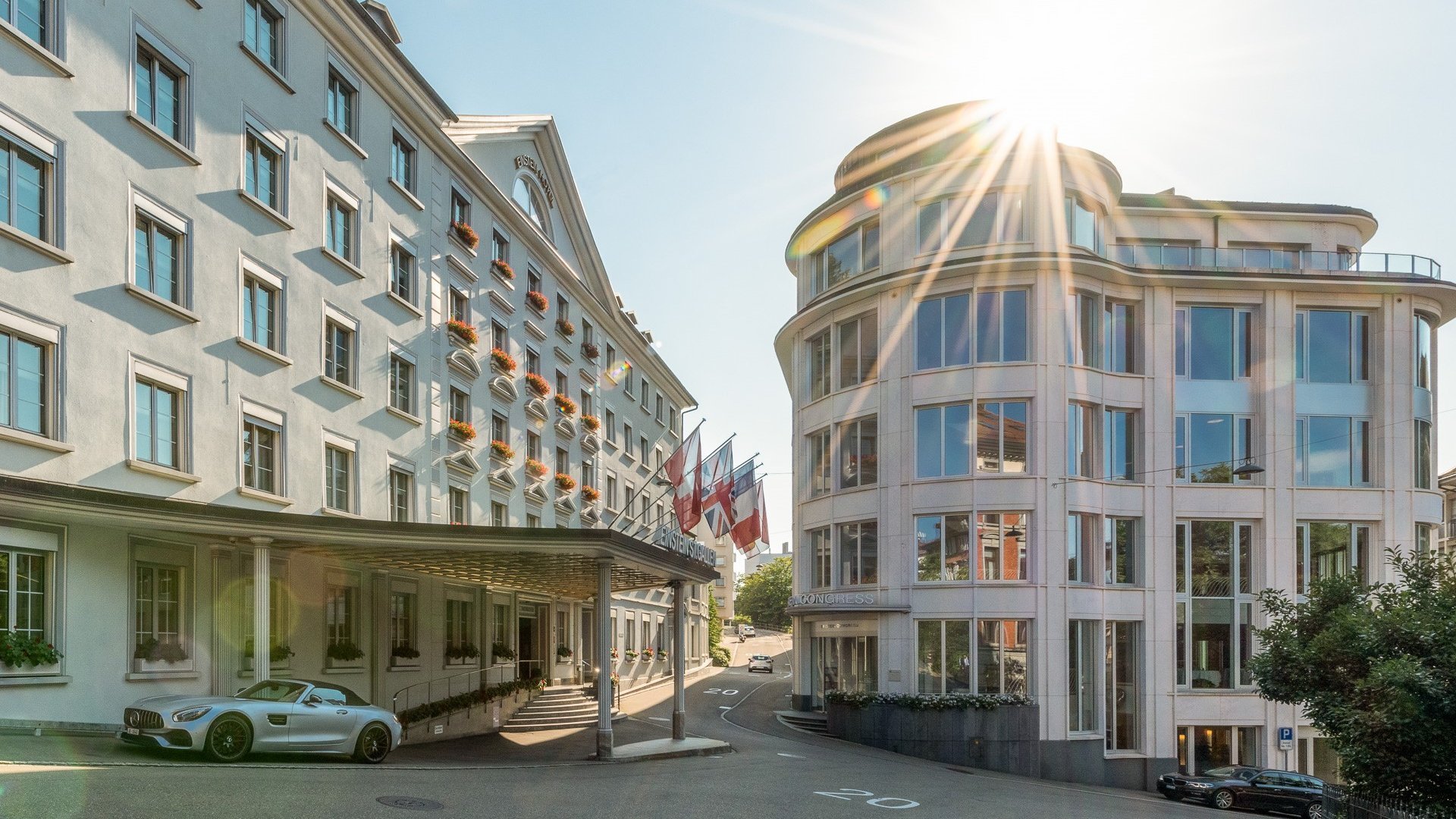 Exterior view of Hotel Einstein in St.Gallen – a premium event location and partner venue of the HSG Banking Days.